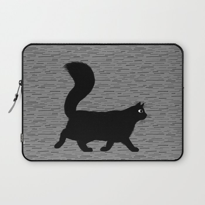 Walking Black Cat Laptop Sleeve