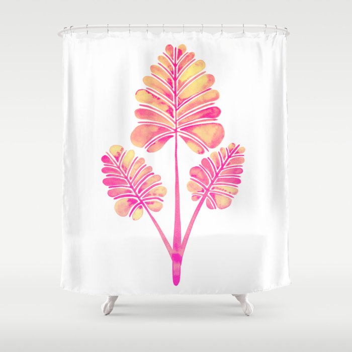 Tropical Palm Leaf Trifecta – Pink Palette Shower Curtain