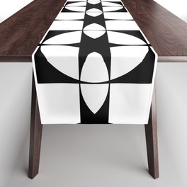 Geometric Black Stars Pattern Table Runner