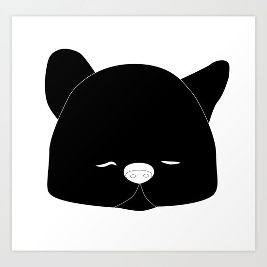 Pussy Gato Black Art Print
