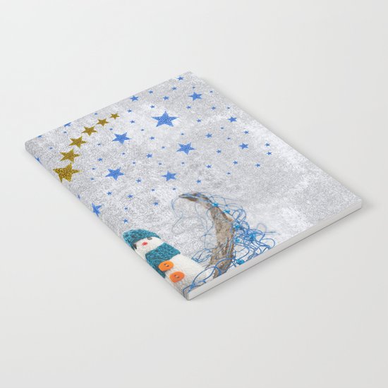 Snowman with sparkly blue stars Notebook