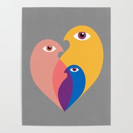 Bird Family - Mid Century Modern Poster