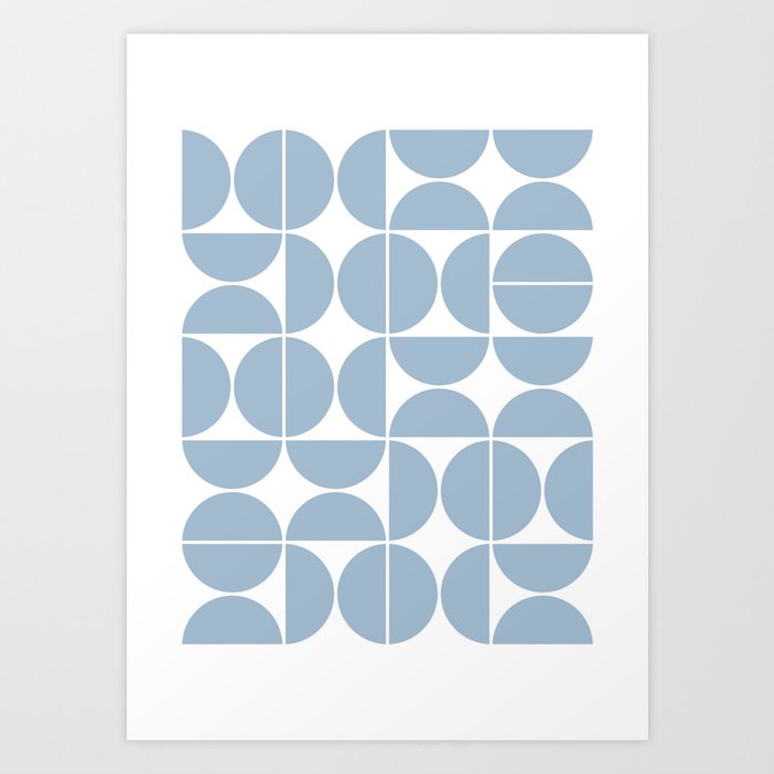 Mid Century Modern Geometric 04 Soft Blue Art Print