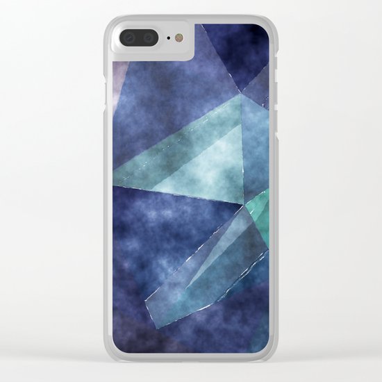 The deep blue sea- Watercolor triangles pattern in blue colors Clear iPhone Case