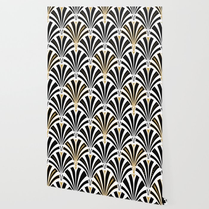 Art Deco Fan Pattern Black And White Wallpaper By Mmgladn10 Society6 Shop art deco designs in fabric, wallpaper and home decor. art deco fan pattern black and white wallpaper by mmgladn10