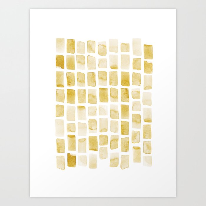 Yellow Abstract Watercolor Brush Strokes Art Print