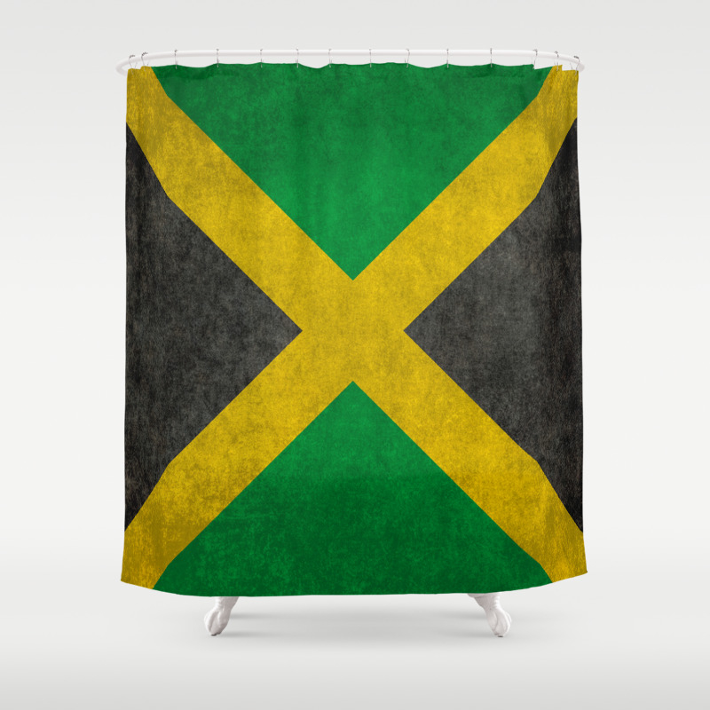 Jamaican Flag Grungy Style Shower, Jamaican Flag Shower Curtain