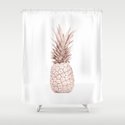 Pineapple Rose Gold Shower Curtain By Isabella Raines