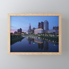 Downtown lights of the Columbus Ohio skyline Framed Mini Art Print