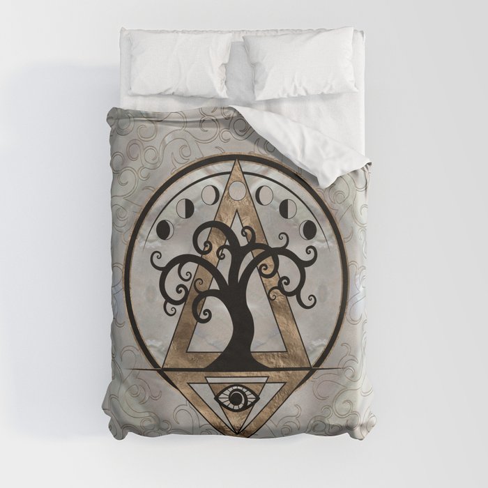 Golden Spiral  Tree - Sacred Geometry Duvet Cover