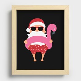 Funny Santa Christmas In July Pool Party Recessed Framed Print