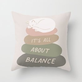 Balance with Cat Throw Pillow