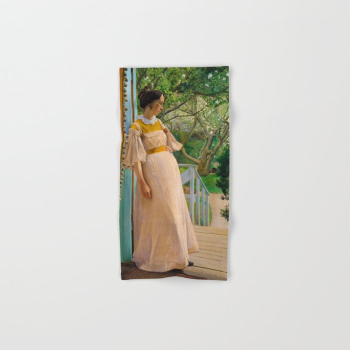 In the Garden Door, The Artist's Wife by Laurits Andersen Ring Hand & Bath Towel