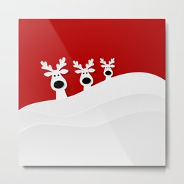 Festive Red Christmas Reindeer Metal Print