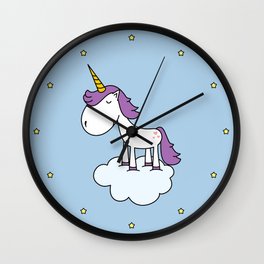 Adorable unicorn Wall Clock | Fairytales, Cutecartoon, Magic, Magical, Childhood, Creature, Babyblue, Unicornonacloud, Kawaiiunicorn, Lovely 