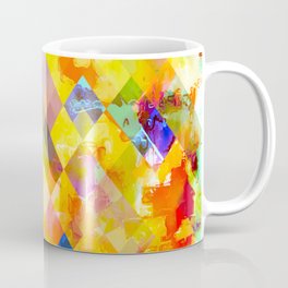 geometric pixel square pattern abstract background in yellow brown blue Mug