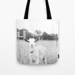Angelic Baby Goat B&W Tote Bag