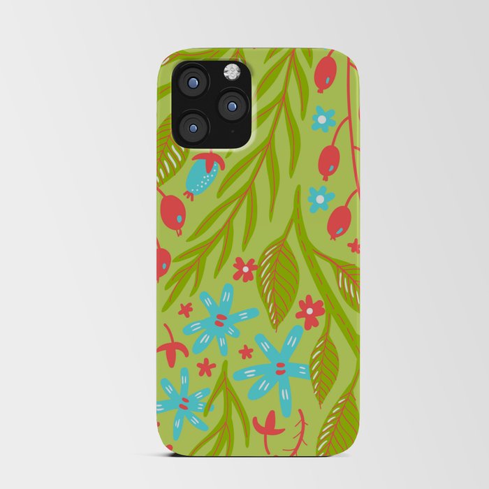 Colourful Hand Drawn Plant Pattern iPhone Card Case