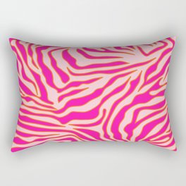 Zebra Print Pink And Orange Zebra Stripes Wild Animal Print Preppy Decor Modern Zebra Pattern Rectangular Pillow | Hippie, Orange, Abstract, Exotic, Fashion, Skin, Bohemian, Stripes, Cute, Psychedelic 