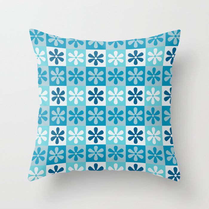 Groovy Floral Squares  Throw Pillow