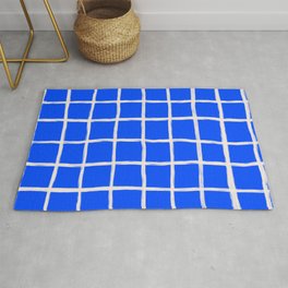 Cobalt Blue Checker Grid Area & Throw Rug