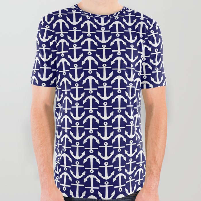 Anchor blue graphic tees top