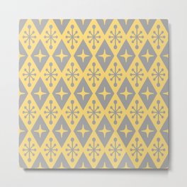 Mid Century Modern Atomic Triangle Pattern 711 Yellow and Gray Metal Print | Sputnik, Rockabilly, 1950S, Geometric, Vintage, Modernist, Atomic, Abstract, Modern, Curated 