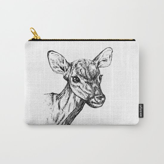Deer - Black & White Carry-All Pouch
