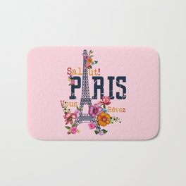 Flower Paris, love travel Bath Mat