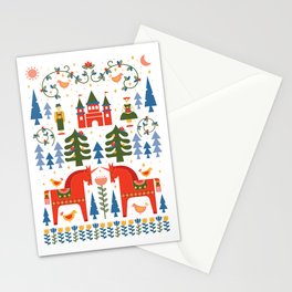 Scandinavian Fairytale - Green + Red Stationery Card