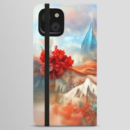 whimsical watercolor mountain iPhone Wallet Case