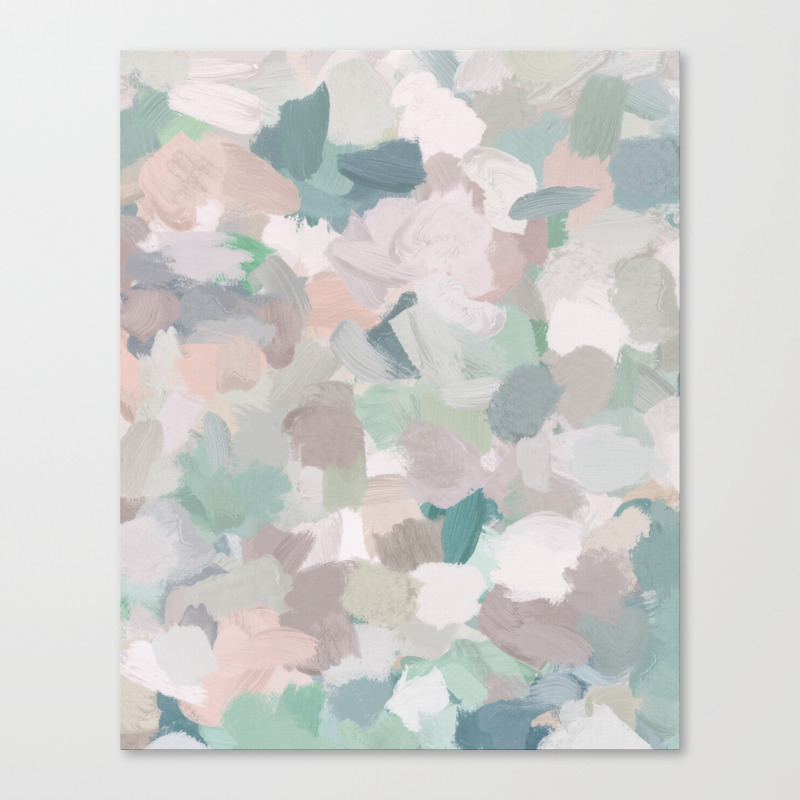 Mint Seafoam Green Dusty Rose Blush Pink Abstract Nature Flower