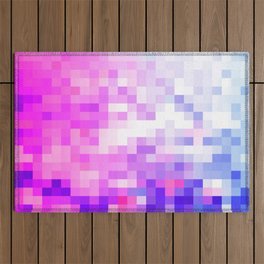 geometric pixel square pattern abstract background in pink purple blue Outdoor Rug