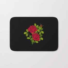Painted Red Roses Bath Mat | Mixed Media, Graphic Design, Nature, Digital 