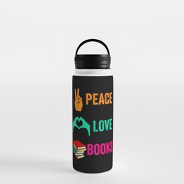 Peace Love Books - Bookworm Water Bottle