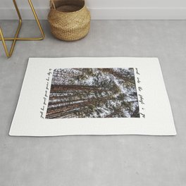 John Muir-And Into The Forest I Go To Lose My Mind And Find My Soul | Travel Photography Oregon Coast Tall Trees Rug