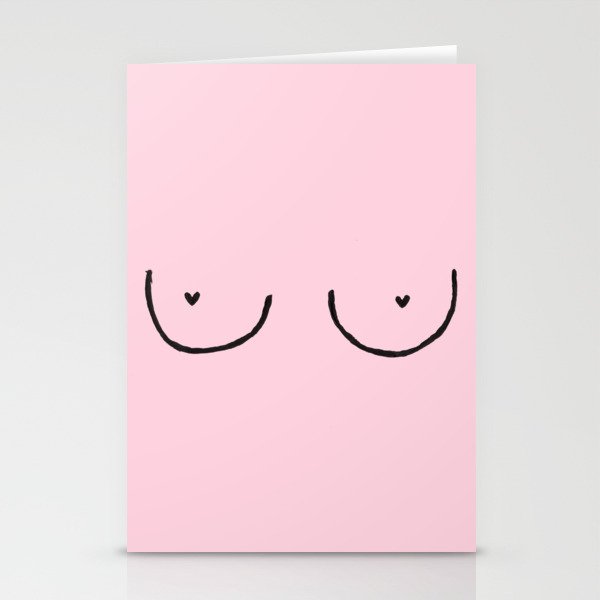 Boobs (with hearts) Stationery Cards