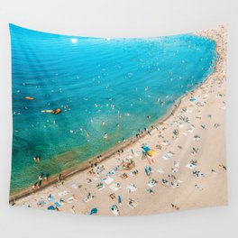 Keep Calm And Think Of The Beach | Aerial Print | Beach Print | Waves Art Print | Modern Wall Art Wall Tapestry