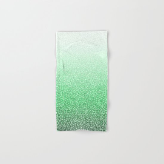 Ombre green and white swirls doodles Hand & Bath Towel