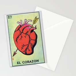 Vintage El Corazon Tarot Card Heart Love Artwork, Design For Prints, Posters, Bags, Tshirts, Men, Wo Stationery Card