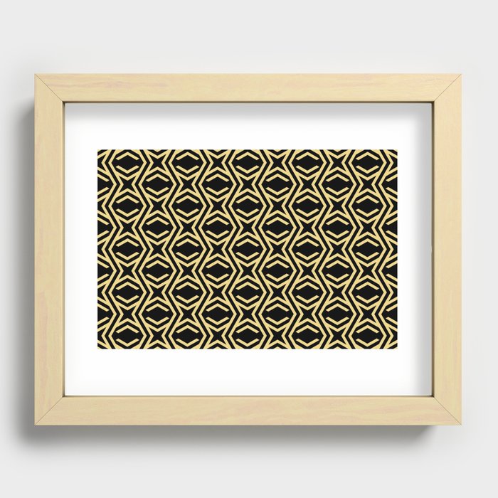 Black and Yellow Zig Zag Stripe and Star Pattern Pairs DE 2022 Popular Color Gatsby Glitter DET496 Recessed Framed Print