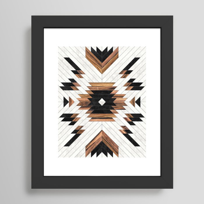 Urban Tribal Pattern No.5 - Aztec - Concrete and Wood Framed Art Print