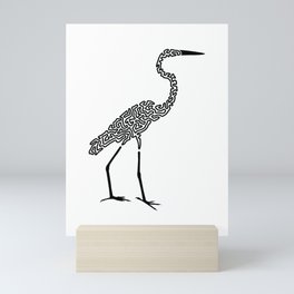 Squiggle Egret Mini Art Print