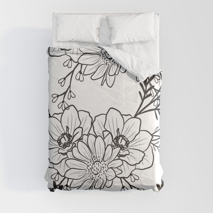 Floral Abstract Line Art  Comforter