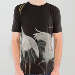 Japanese Heron Landscape All Over Graphic Tee
