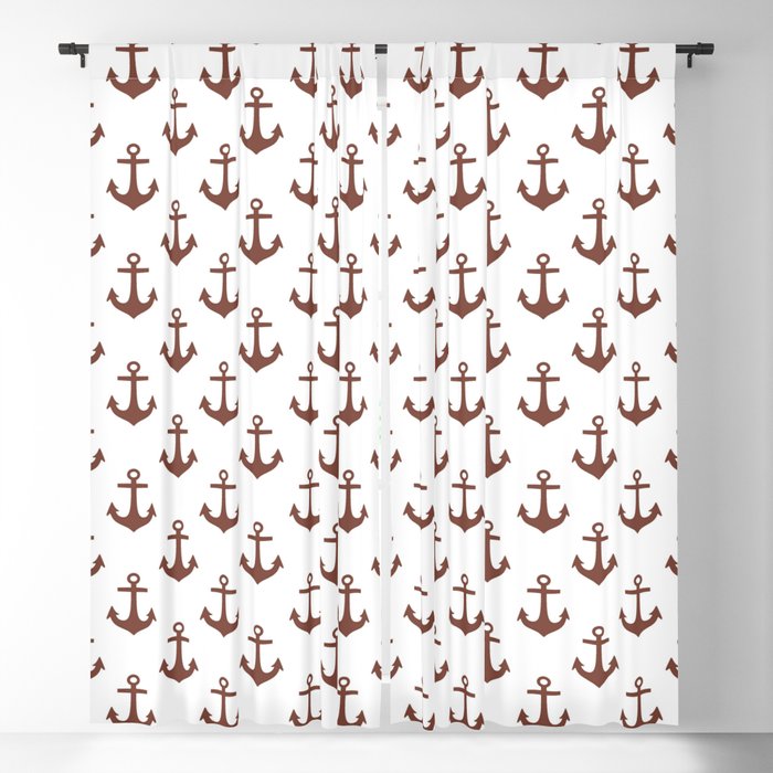Anchors (Brown & White Pattern) Blackout Curtain