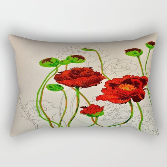 Very Red Flowers Rectangular Pillow