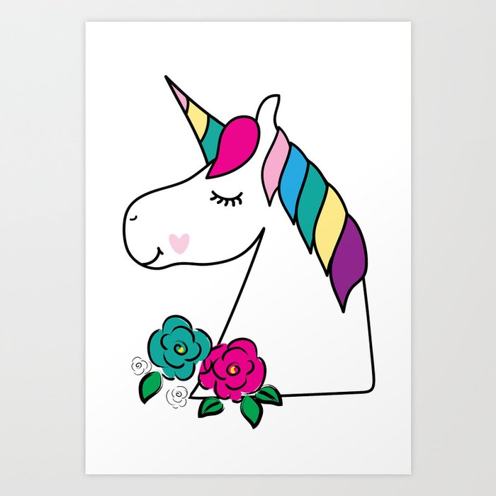Rainbow Unicorn Art For Girls Room Decor Art Print By Sweetpeasartstudio