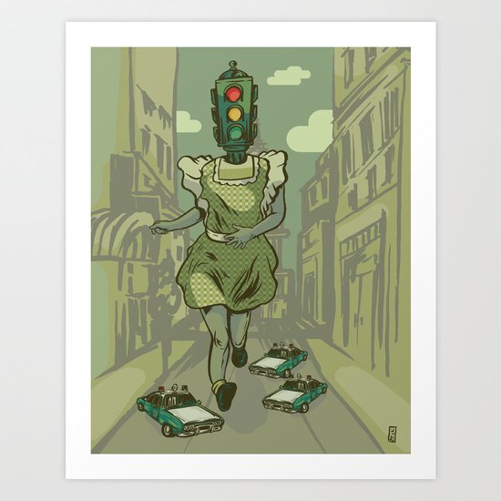 Red Light, Yellow Light, Green Light, GO! Art Print