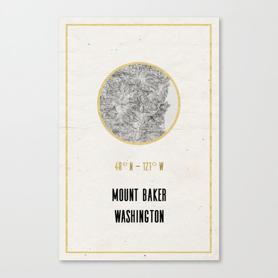 Mount Baker Washington Location Map Print Canvas Print